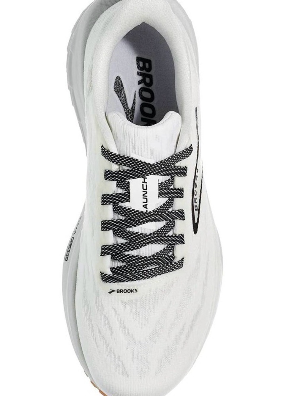 Brooks Men's White Running Sneakers with Black Laces and Blue Insoles